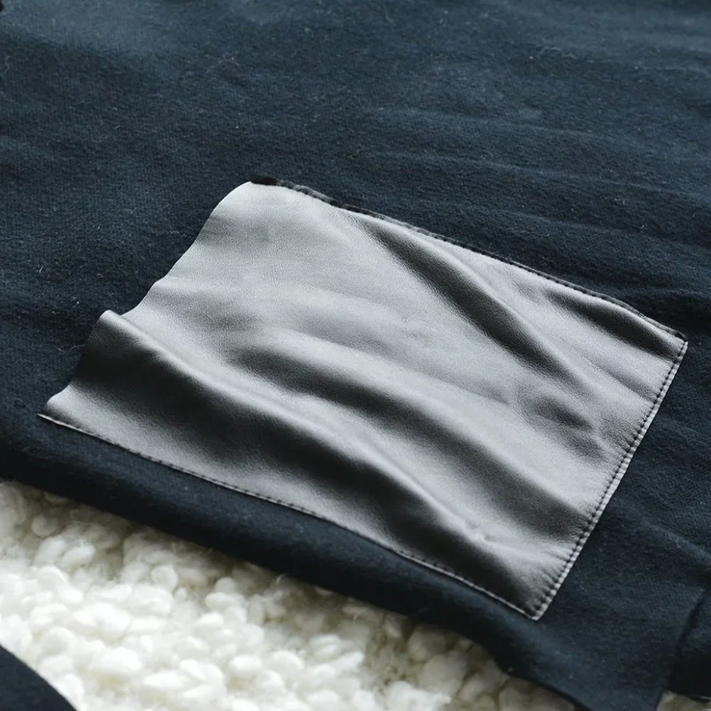 NWOT Zara Black Leather‎ Pocket Sweater - Picture 6 of 7